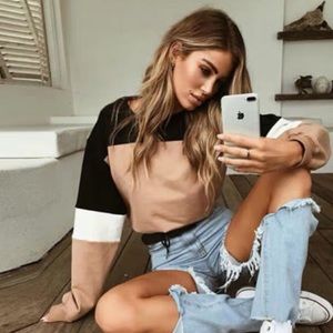 Colorblock pullover crop top